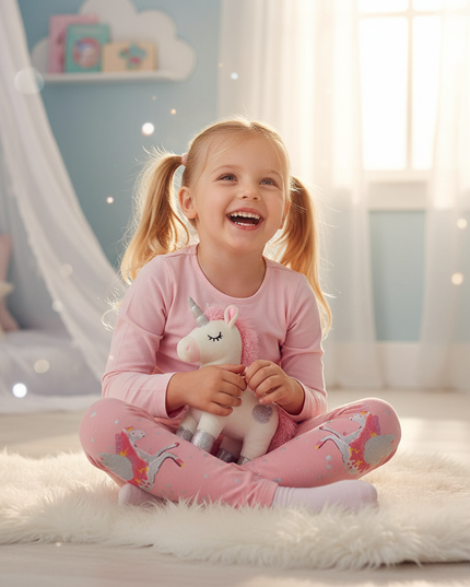pink sparkle unicorn leggings - in-use
