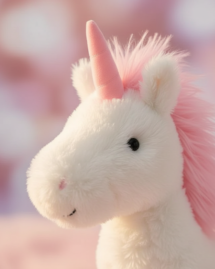pink standing unicorn plush - detail