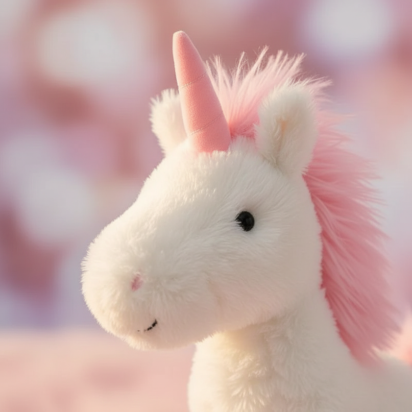 pink standing unicorn plush - detail