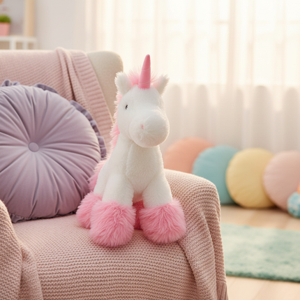 pink standing unicorn plush - lifestyle