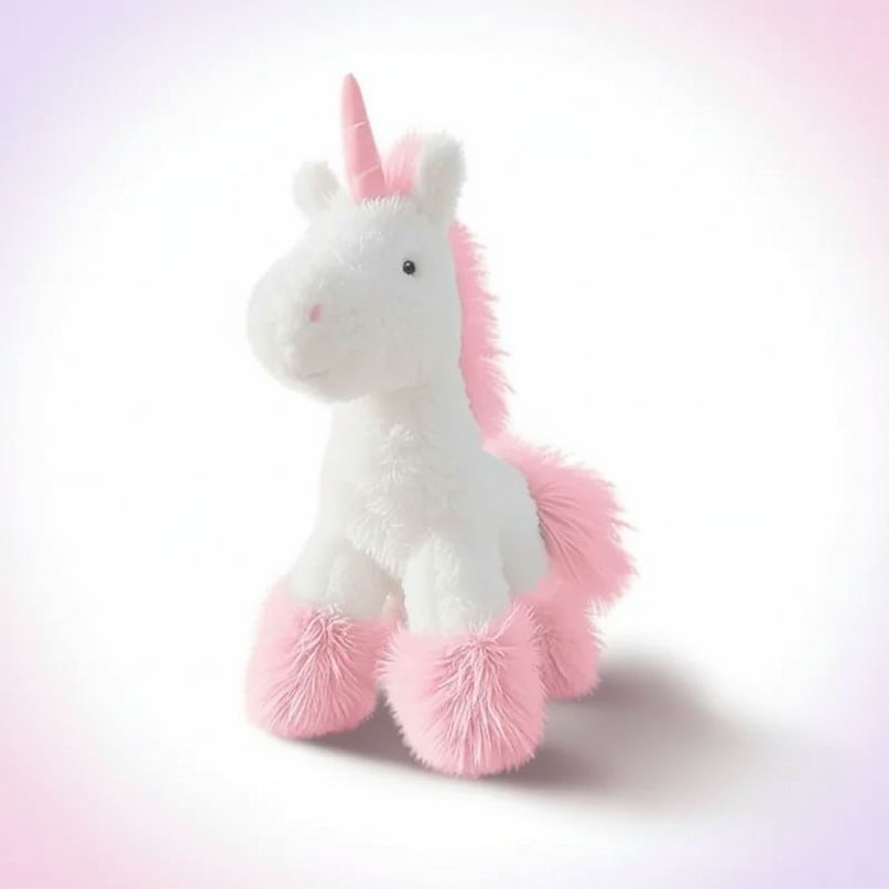 pink standing unicorn plush - white-bg