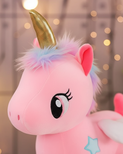 pink star unicorn plush - detail