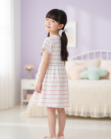 pink striped unicorn dress - back