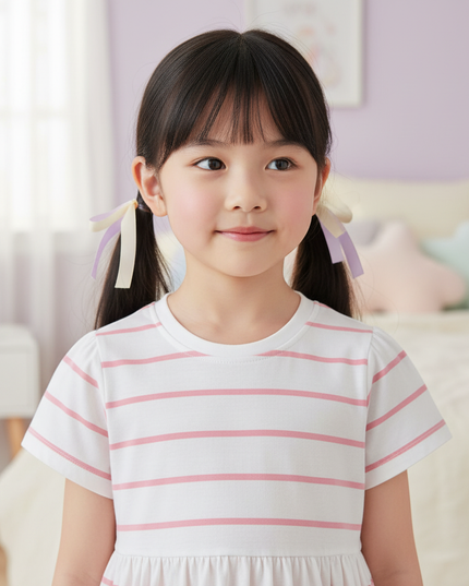 pink striped unicorn dress - detail