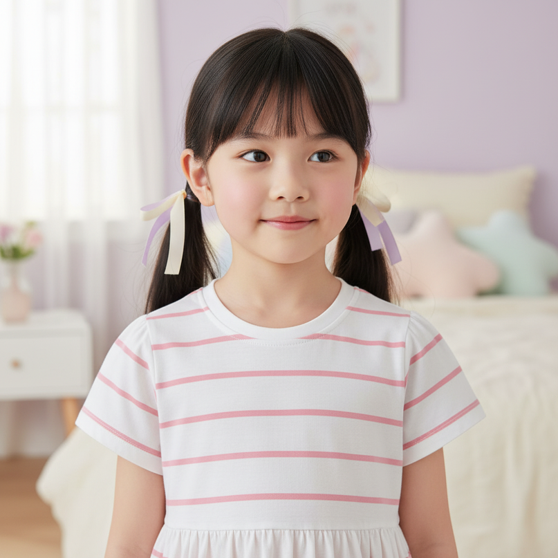 pink striped unicorn dress - detail