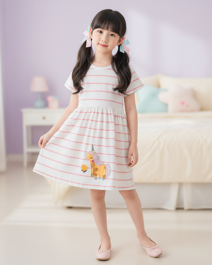 pink striped unicorn dress - front