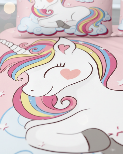 pink sweet sleep cloud unicorn bedding - detail