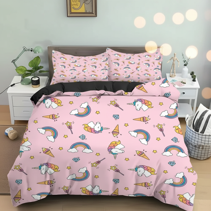 pink sweet treat unicorn bedding - lifestyle