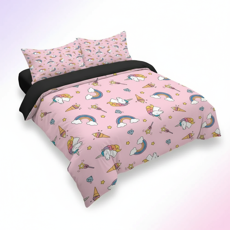 pink sweet treat unicorn bedding - white-bg