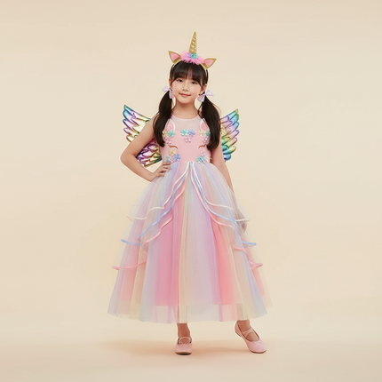 pink unicorn 3 piece dress set - front