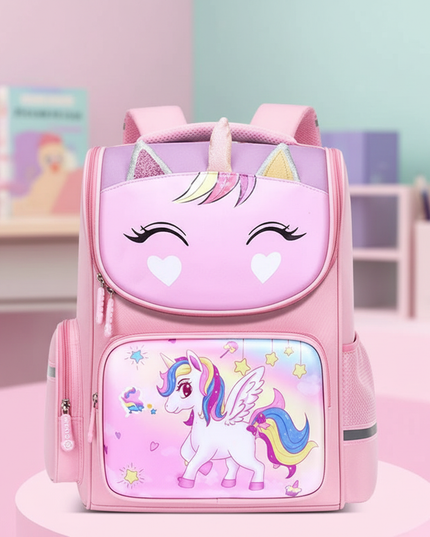 pink unicorn 3d school backpack - detail