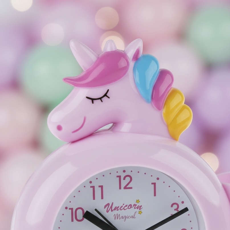 pink unicorn alarm clock - detail