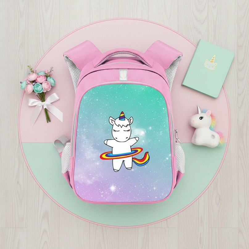 pink unicorn backpack girls - flat-lay
