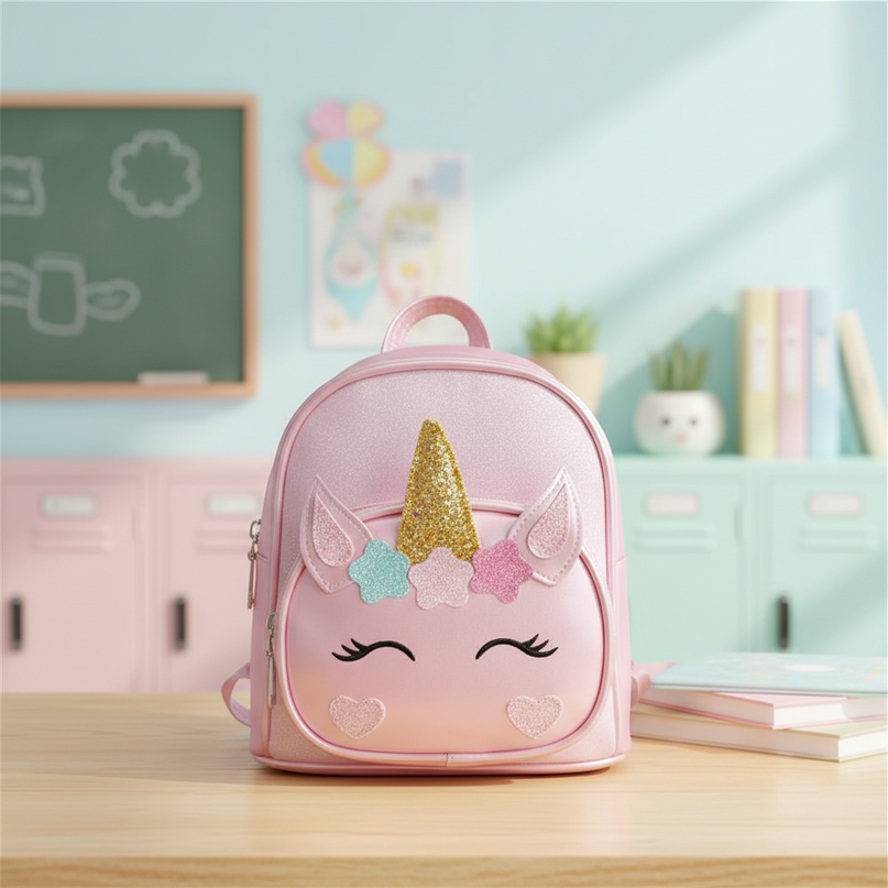 pink unicorn backpack with name - lifestyle