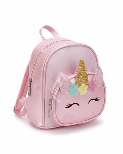 pink unicorn backpack with name - white-bg