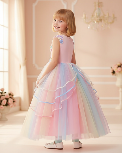 pink unicorn ball gown dress - back