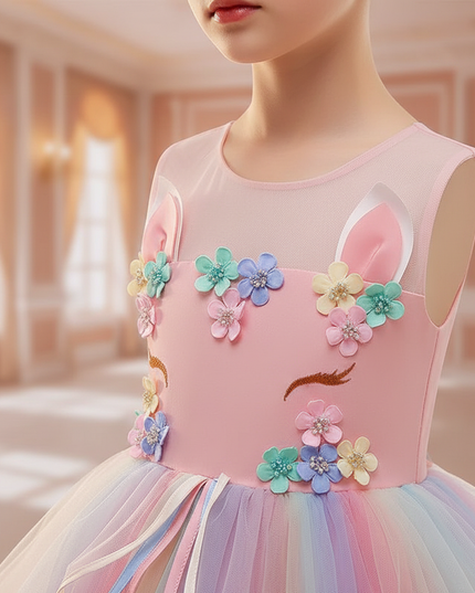 pink unicorn ball gown dress - detail
