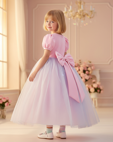 pink unicorn ball gown dress girls - back