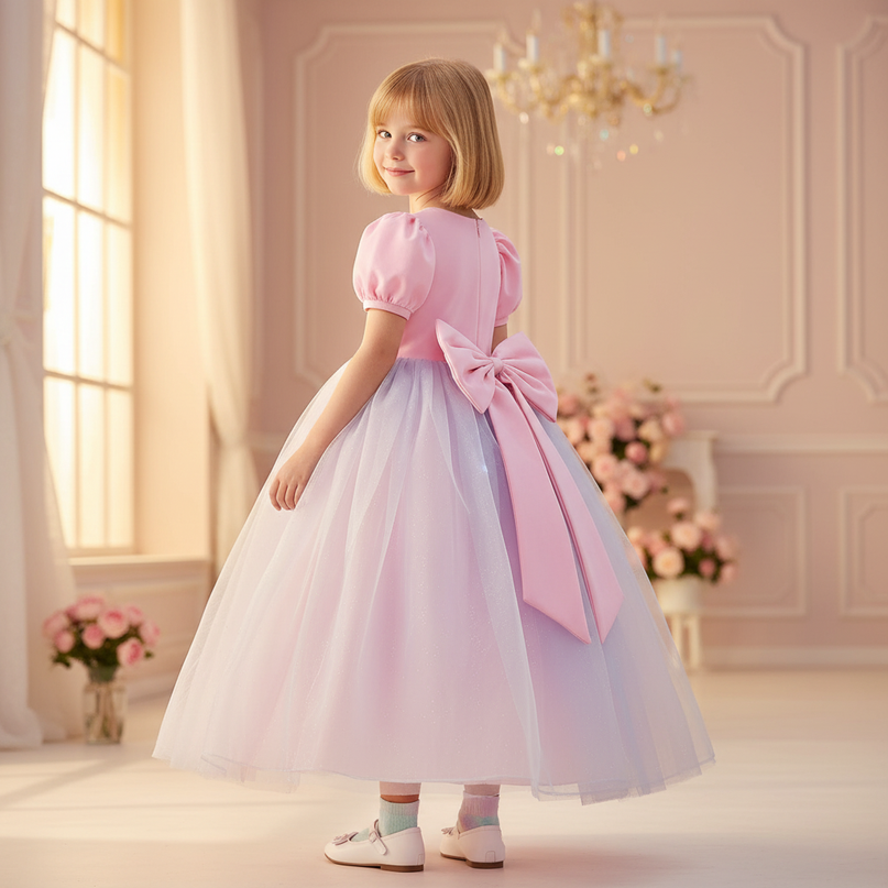pink unicorn ball gown dress girls - back