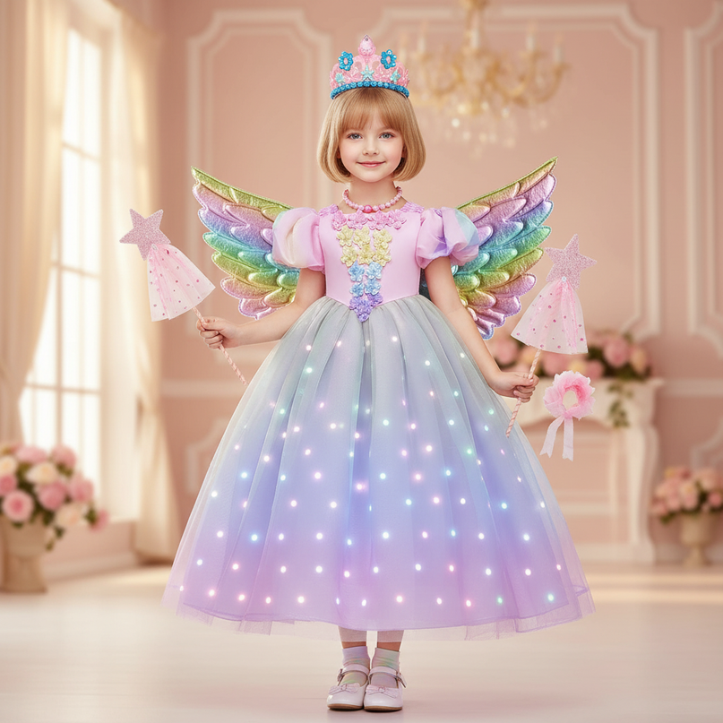 pink unicorn ball gown dress girls - detail