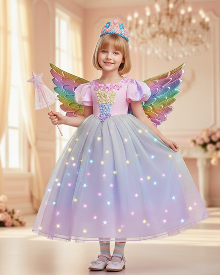 pink unicorn ball gown dress girls - front