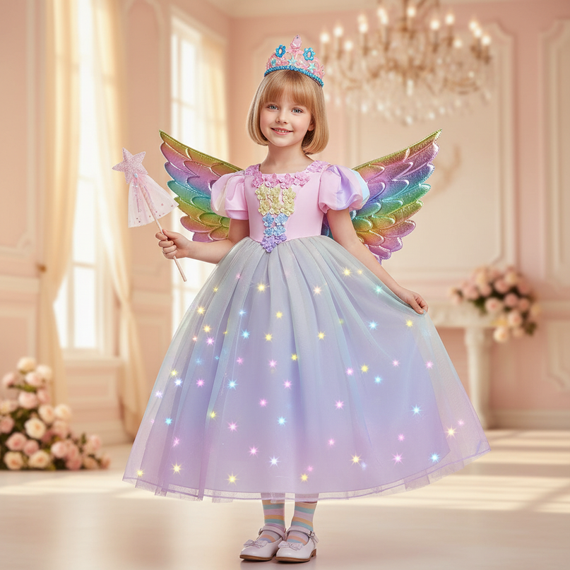 pink unicorn ball gown dress girls - front