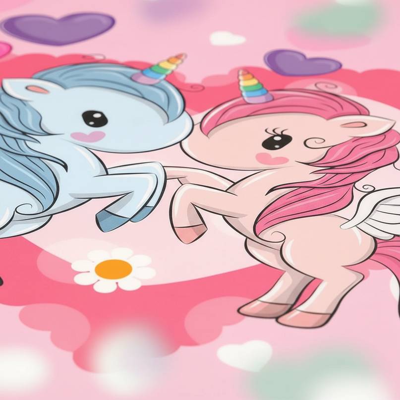 pink unicorn bed sheet set - detail