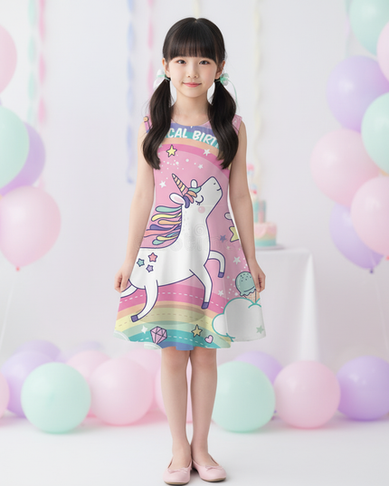pink unicorn birthday dress - detail