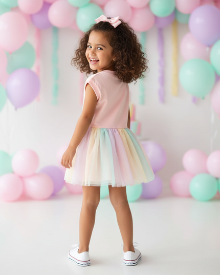 pink unicorn birthday party dress - back
