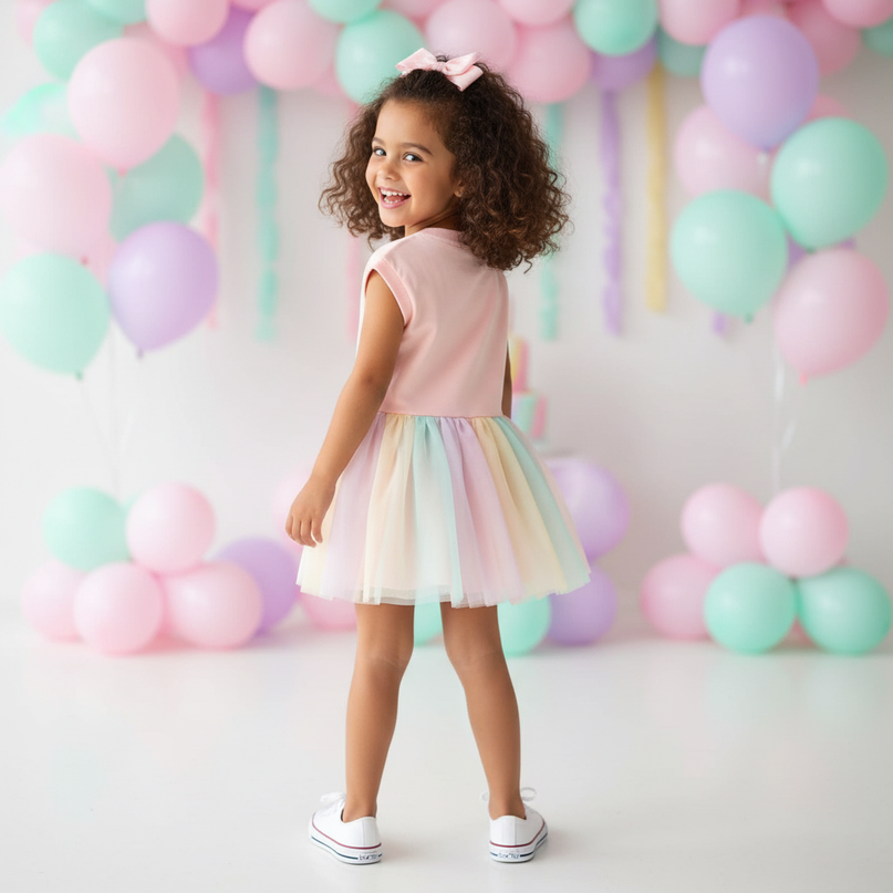 pink unicorn birthday party dress - back