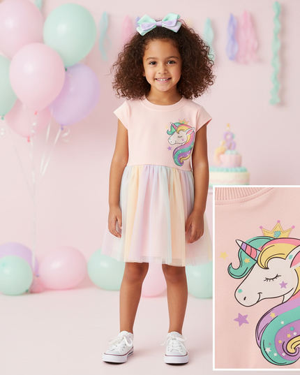 pink unicorn birthday party dress - detail