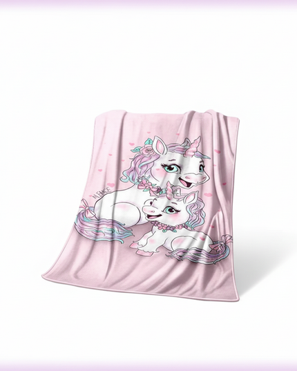 pink unicorn blanket - white-bg