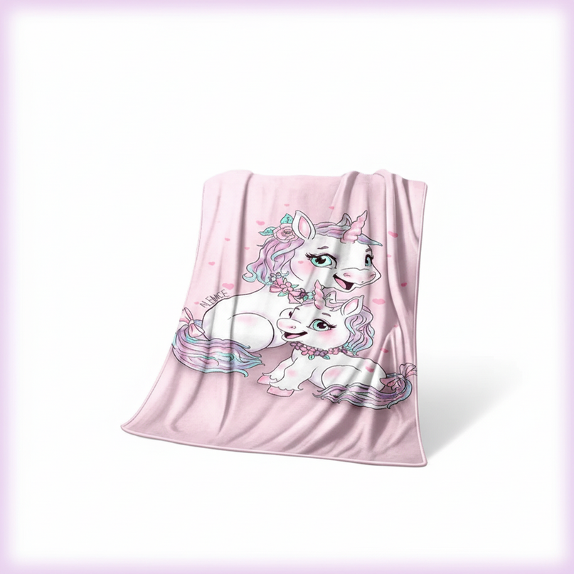 pink unicorn blanket - white-bg