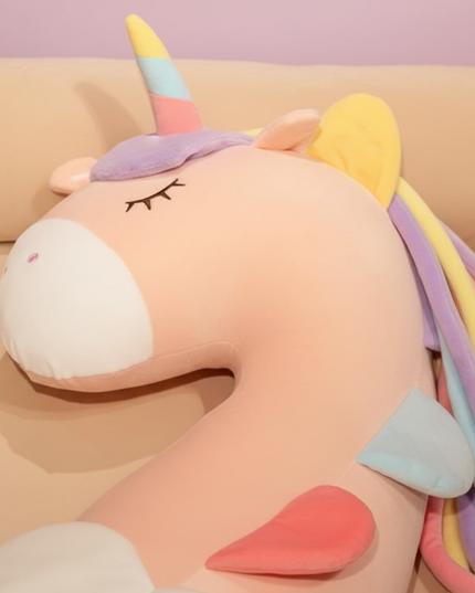 pink unicorn body pillow plush - detail