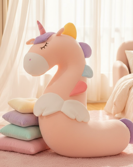 pink unicorn body pillow plush - lifestyle