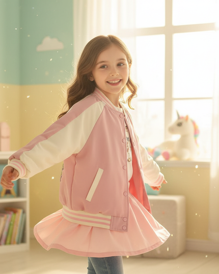pink unicorn bomber - in-use