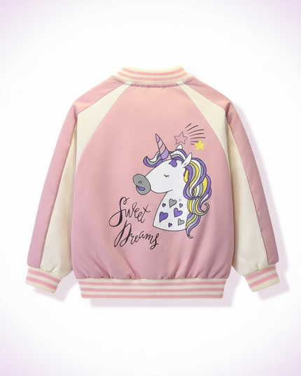 pink unicorn bomber - white-bg