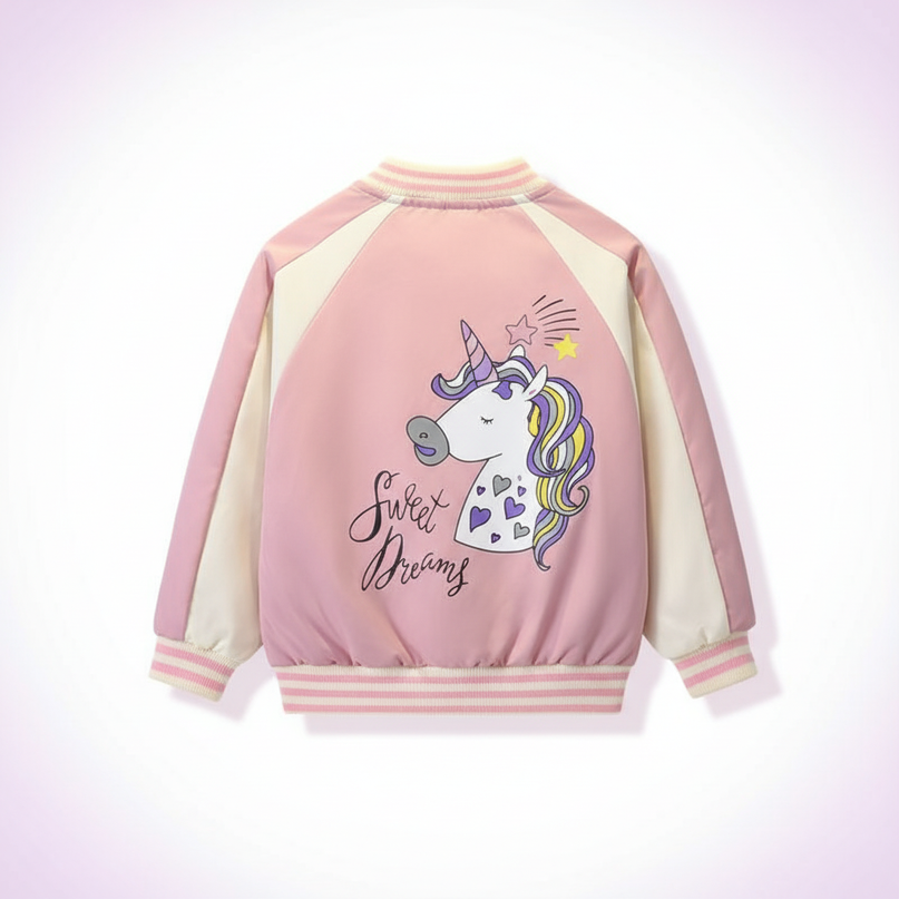 pink unicorn bomber - white-bg