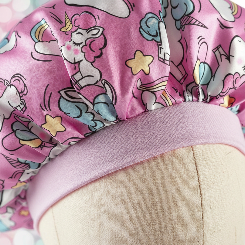 pink unicorn bonnet - detail