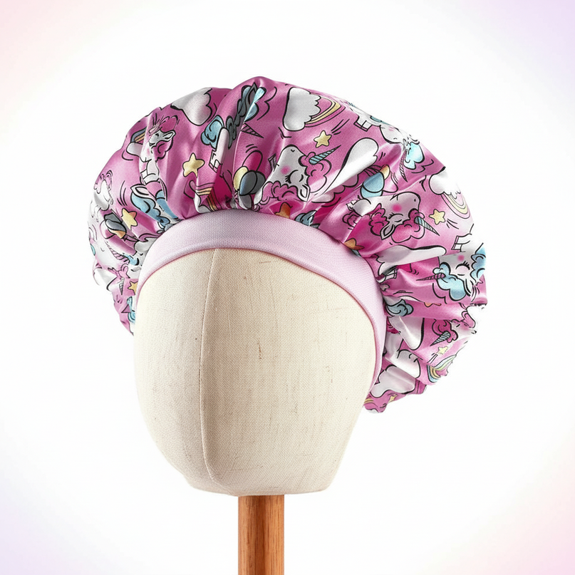 pink unicorn bonnet - white-bg