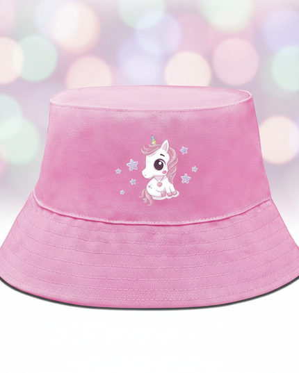 pink unicorn bucket hat - detail