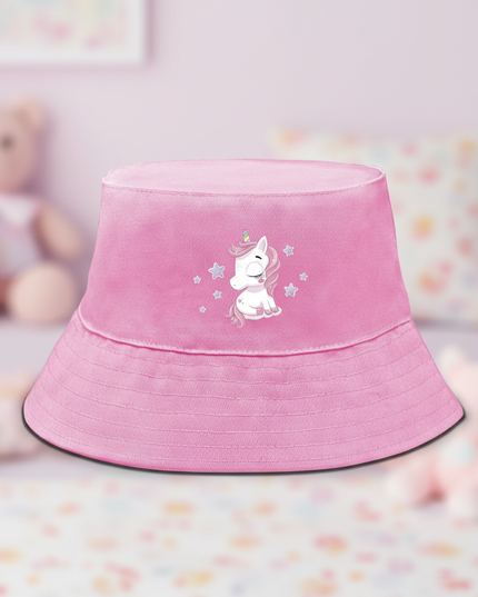 pink unicorn bucket hat - lifestyle