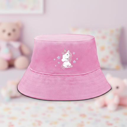 pink unicorn bucket hat - lifestyle
