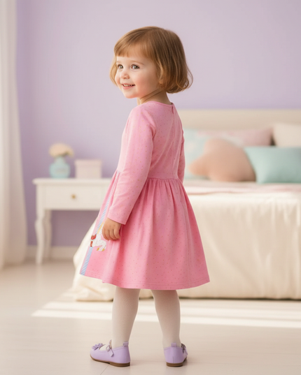 pink unicorn carousel dress girls - back
