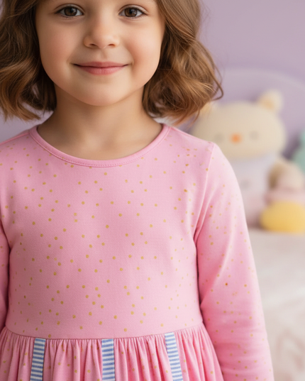 pink unicorn carousel dress girls - detail