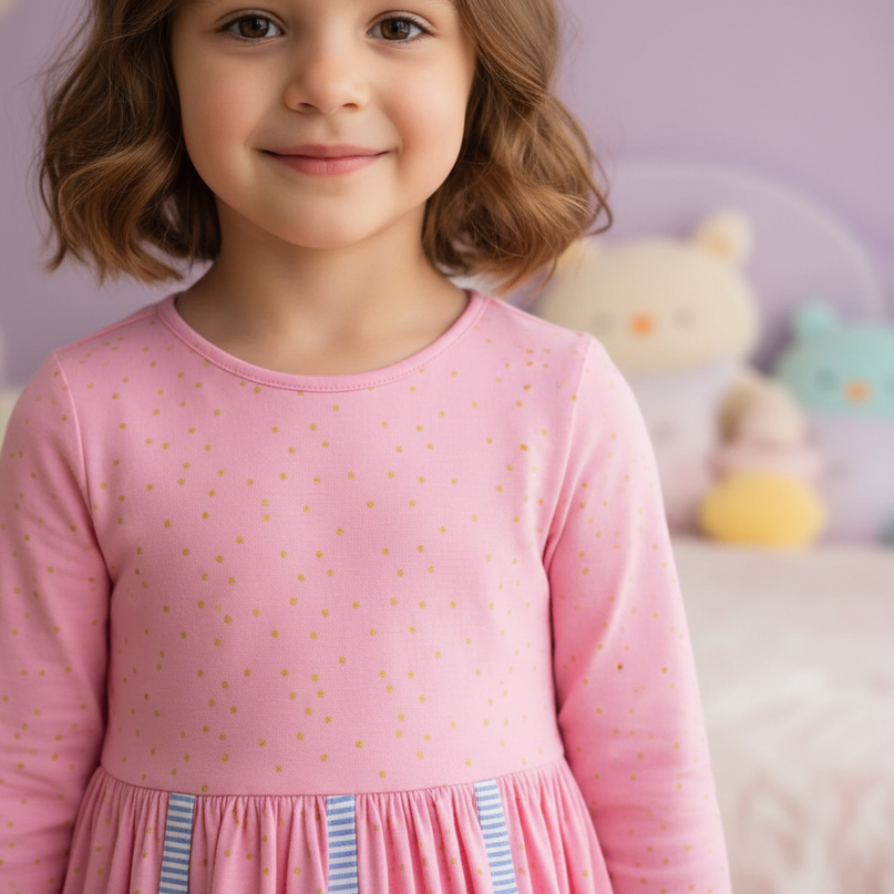 pink unicorn carousel dress girls - detail