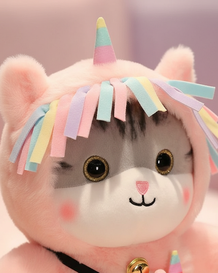pink unicorn cat plush - detail