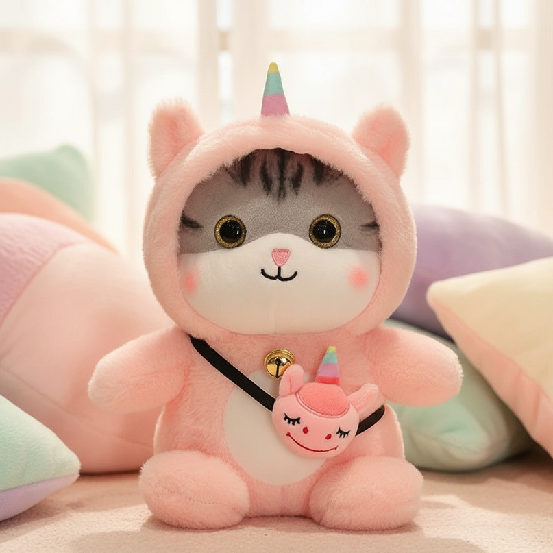 pink unicorn cat plush - lifestyle