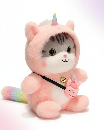 pink unicorn cat plush - white-bg