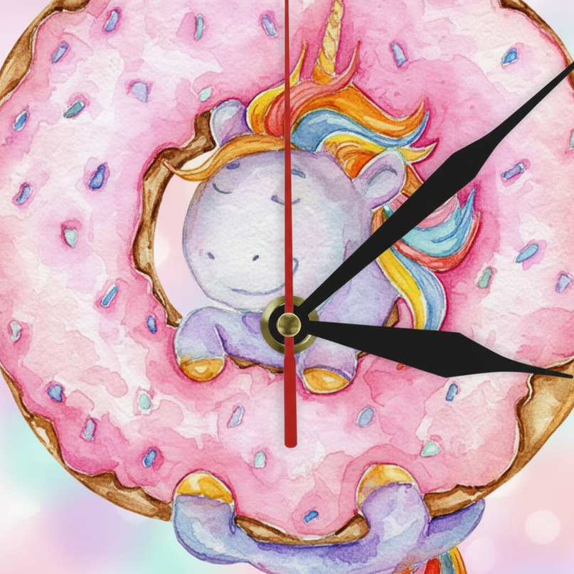 pink unicorn clock - detail